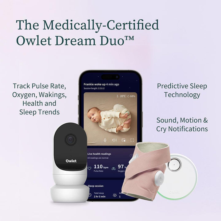 Owlet Dream Duo - White & Dusty Rose-Baby Monitors-White/Dusty Rose Socks- | Natural Baby Shower