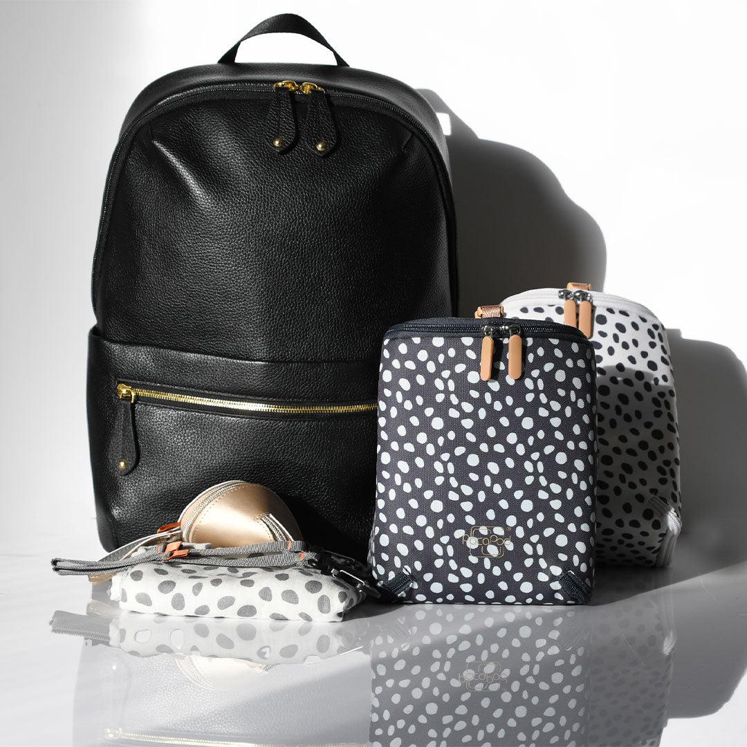 PacaPod Rockham Leather Backpack Changing Bag Black Natural Baby Shower
