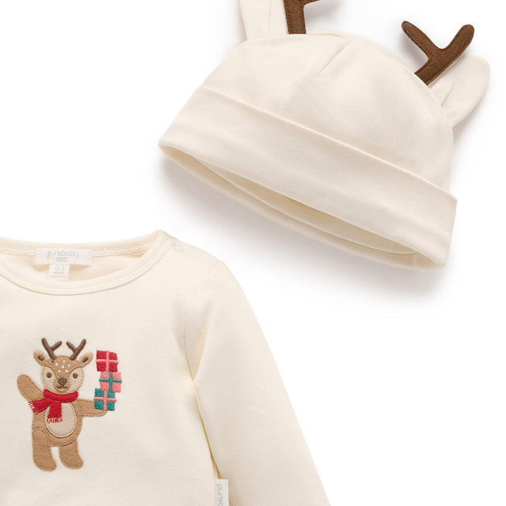 Purebaby 3pc Christmas Outfit - Deer Christmas Print-Clothing Sets-Deer Christmas Print-NB | Natural Baby Shower