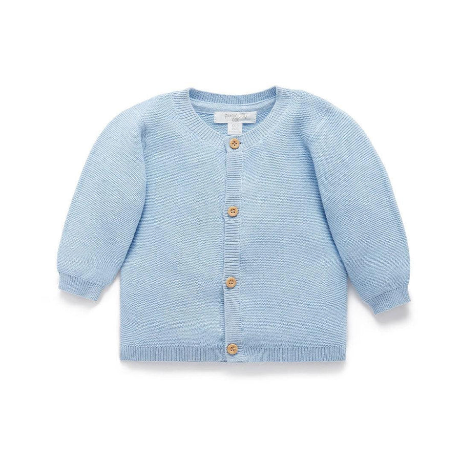 Purebaby Knit Cardigan - Blue Melange-Cardigans-Blue Melange-NB | Natural Baby Shower