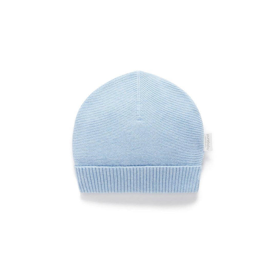 Purebaby Knit Baby Hat - Blue Melange-Hats-Blue Melange-NB | Natural Baby Shower