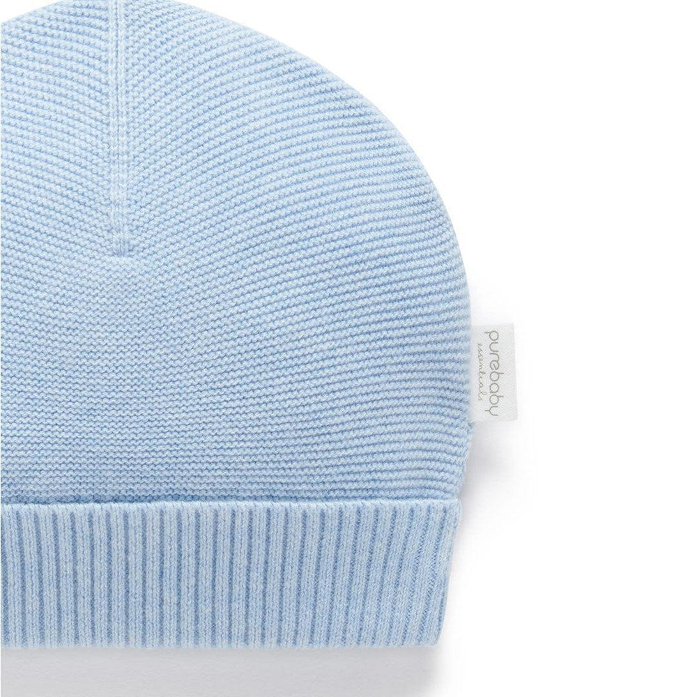 Purebaby Knit Baby Hat - Blue Melange-Hats-Blue Melange-NB | Natural Baby Shower