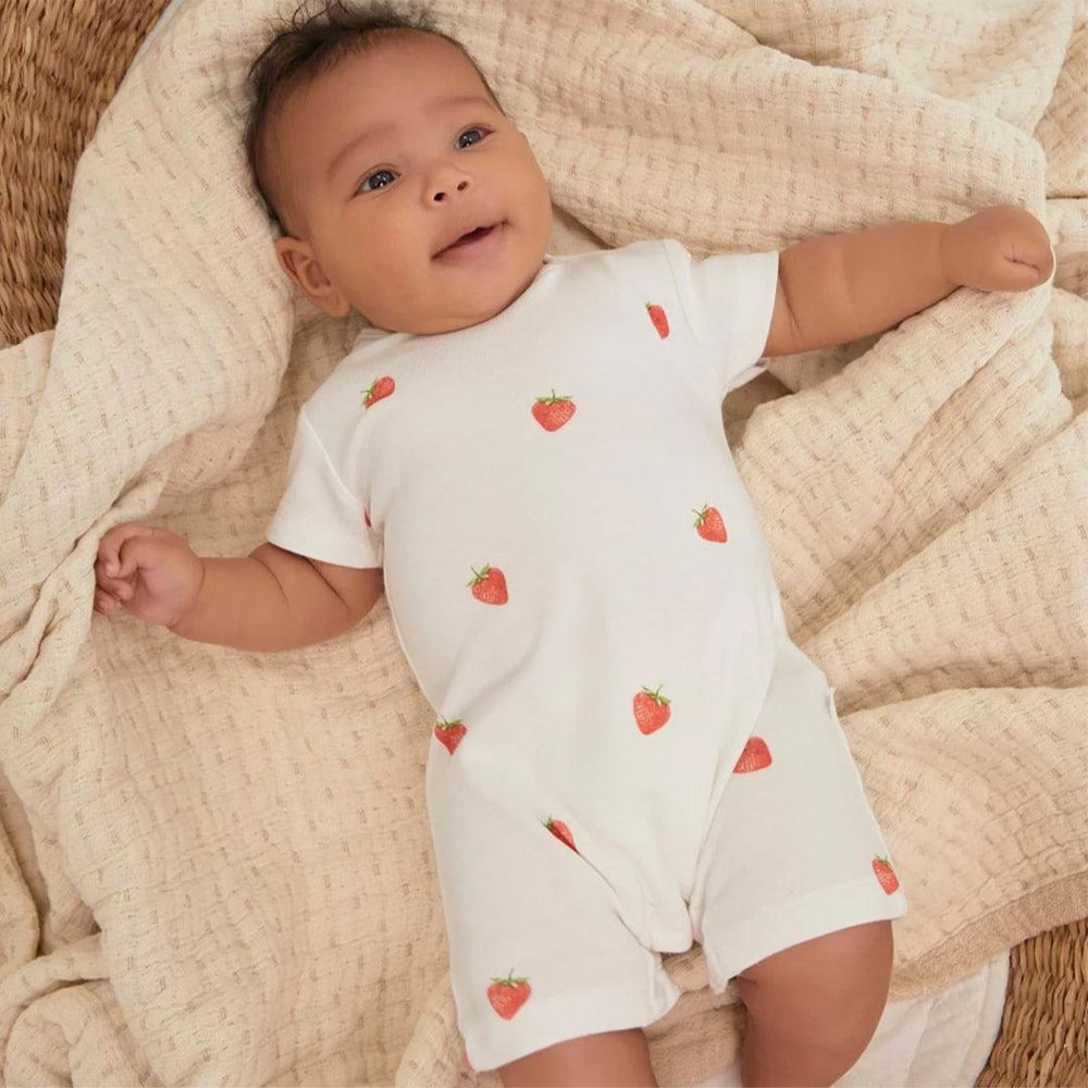 Rosa & Blue Romper - Strawberry-Rompers- | Natural Baby Shower