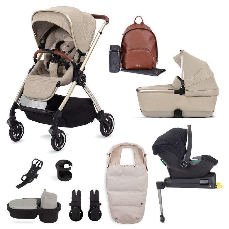 Silver Cross Dune Ultimate Travel System Bundle - Stone-Travel Systems-First Bed Folding Carrycot- | Natural Baby Shower