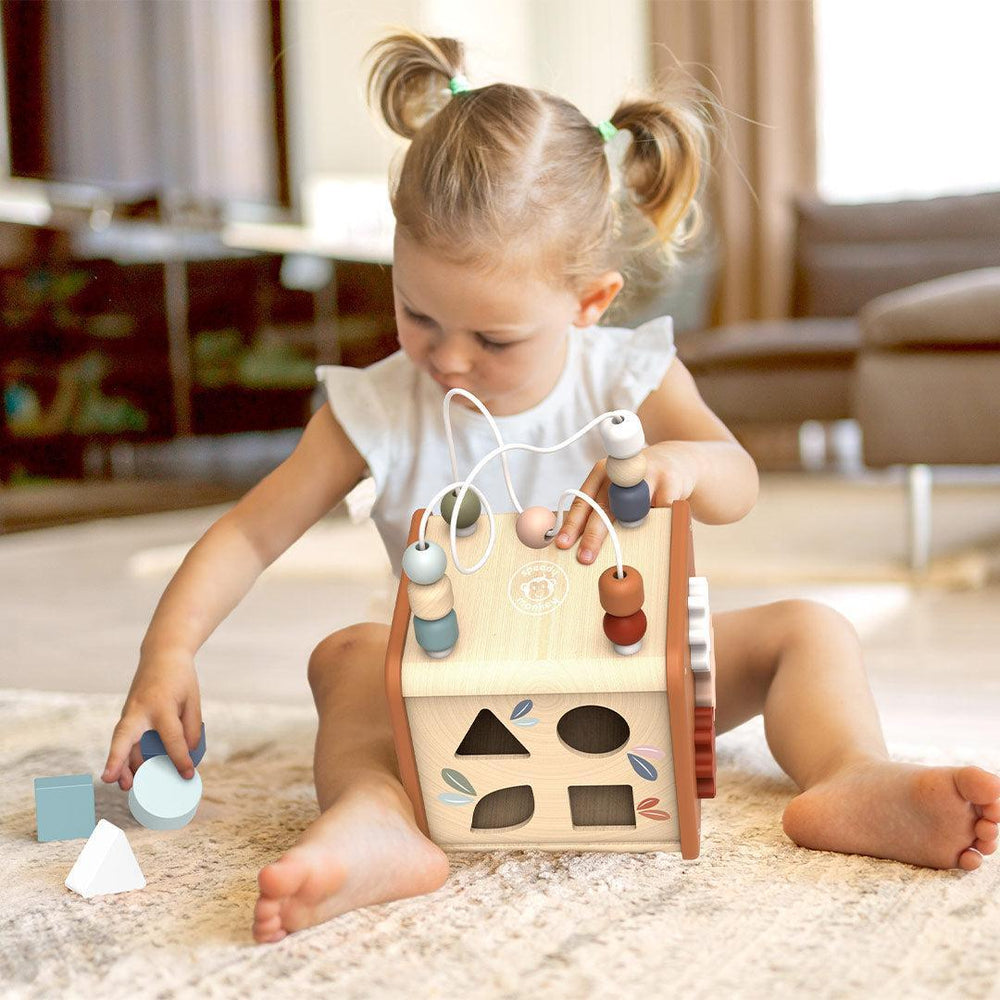 Speedy Monkey 5 in 1 Activity Cube-Stacking Toys- | Natural Baby Shower