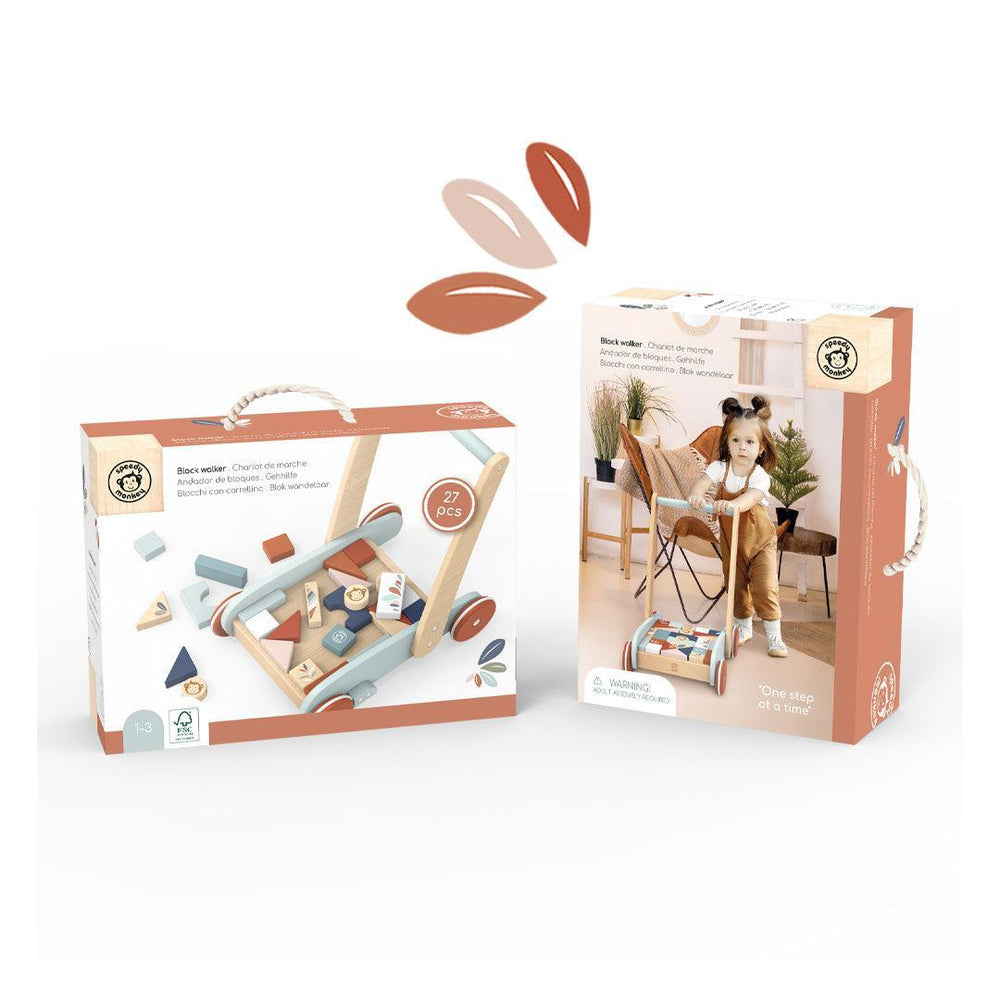 Speedy Monkey Block Walker w/27 blocks-Ride-on Toys- | Natural Baby Shower