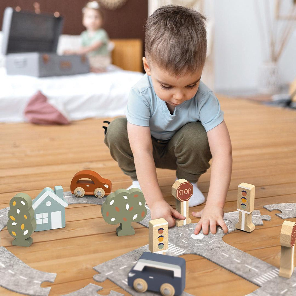 Speedy Monkey Car Track Puzzle w/2 Cars-Role Play- | Natural Baby Shower