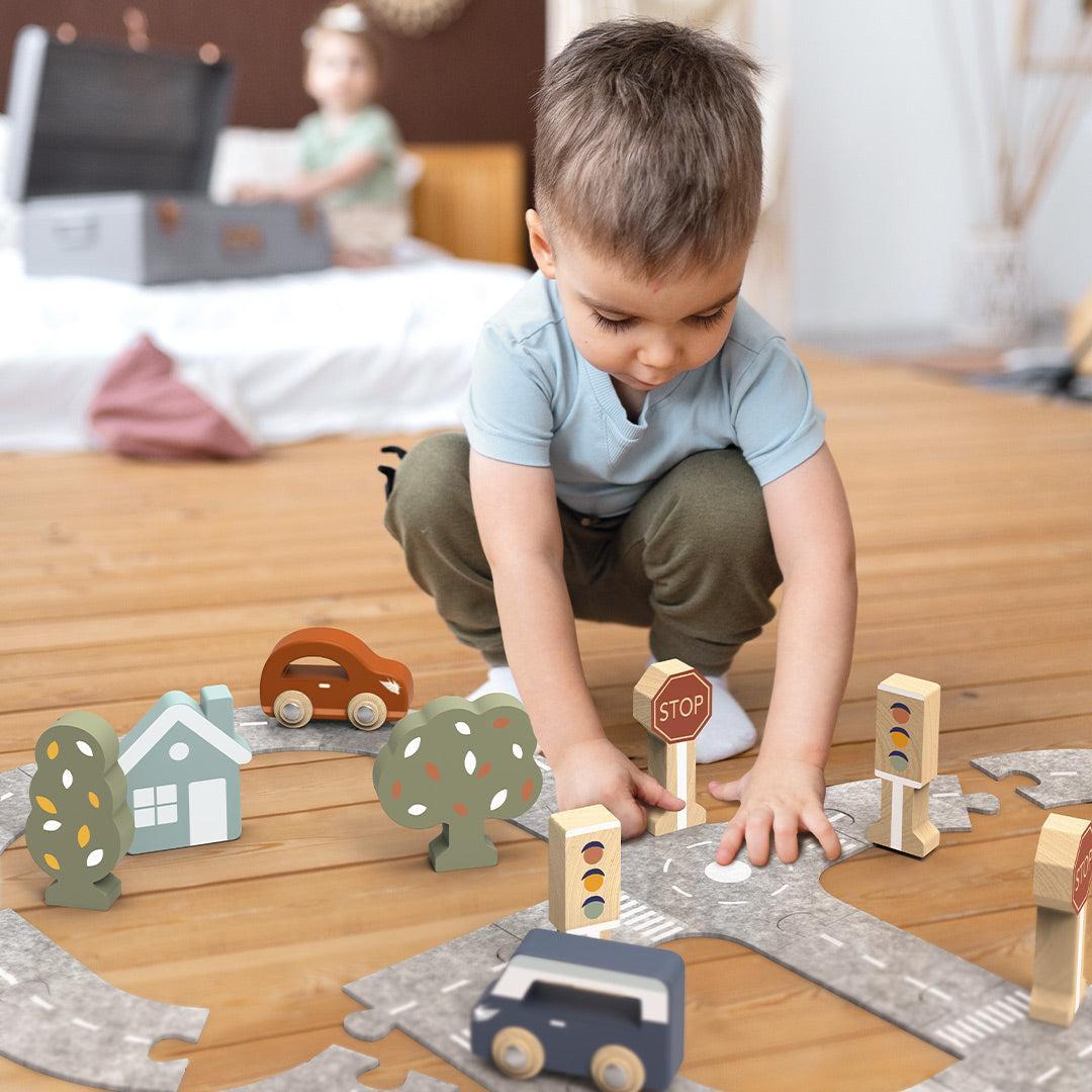 Speedy Monkey Car Track Puzzle w/2 Cars-Role Play- | Natural Baby Shower