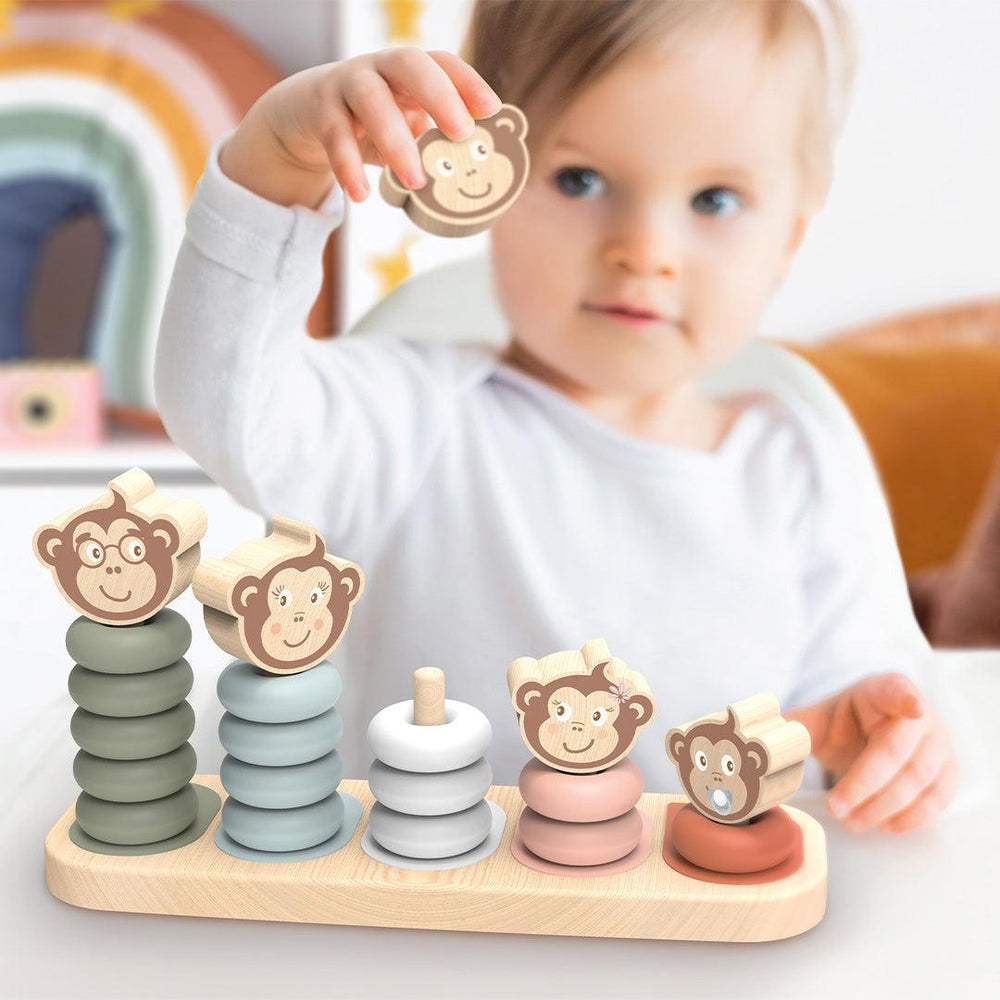 Speedy Monkey Monkey Family Stacker-Stacking Toys- | Natural Baby Shower