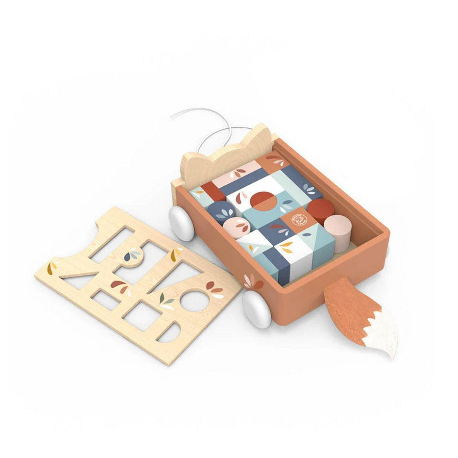 Speedy Monkey Fox Blocks Cart-Pull-Alongs- | Natural Baby Shower