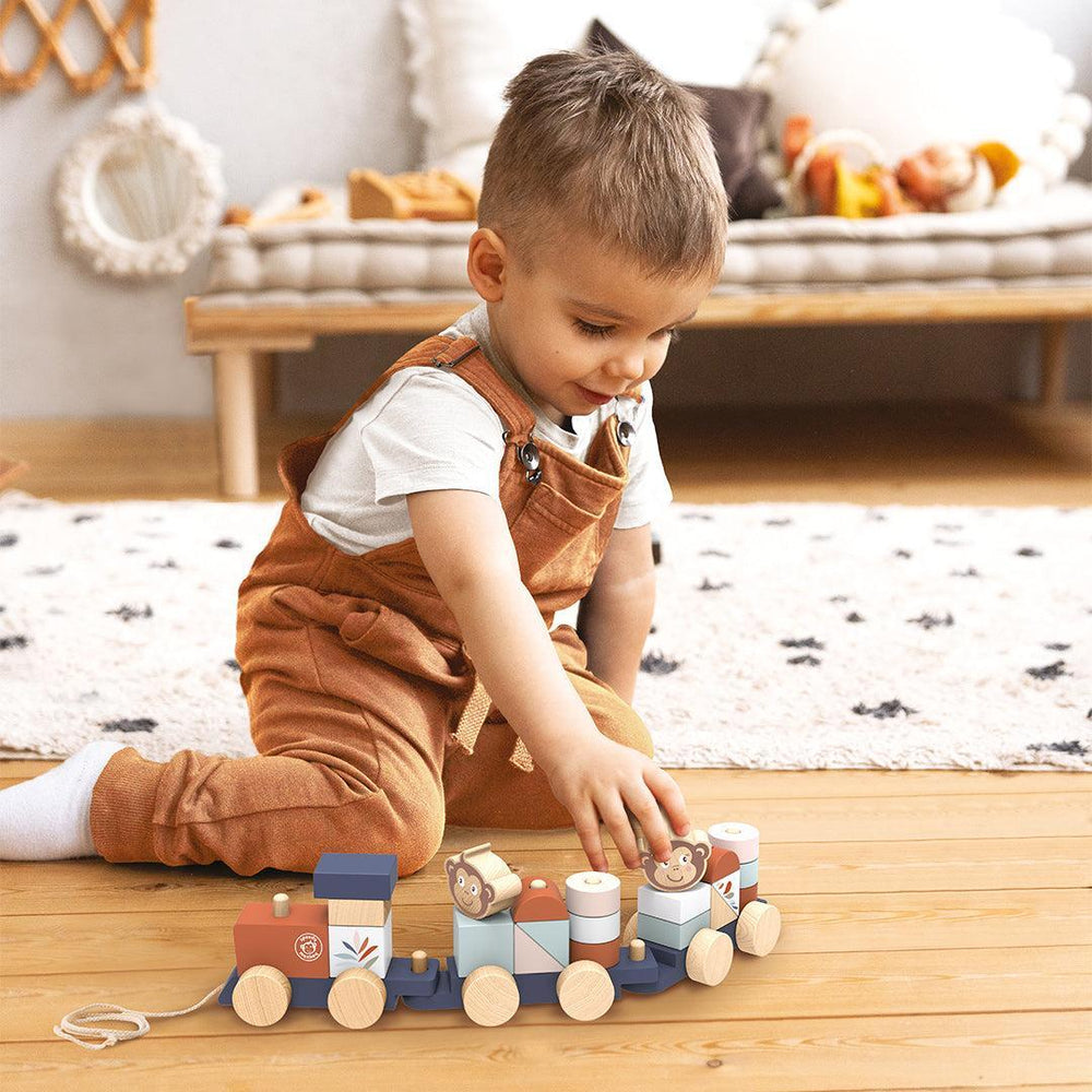Speedy Monkey Train Stacker-Stacking Toys- | Natural Baby Shower