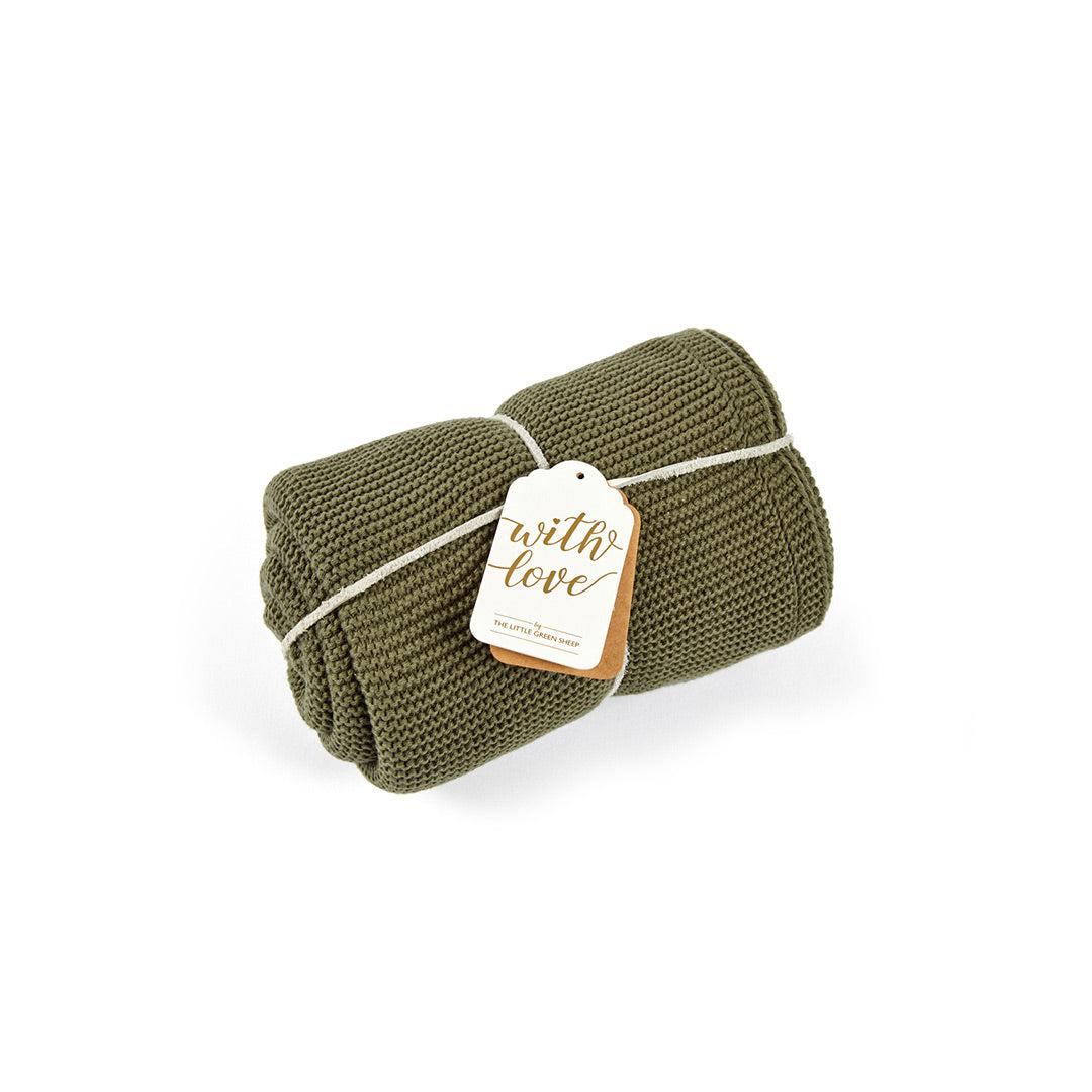 The Little Green Sheep Organic Knitted Cellular Baby Blanket Juniper