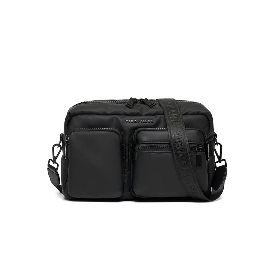 Tiba + Marl Axel Rubberised Cross Body Buggy Organiser - Black-Stroller Organisers-Black- | Natural Baby Shower