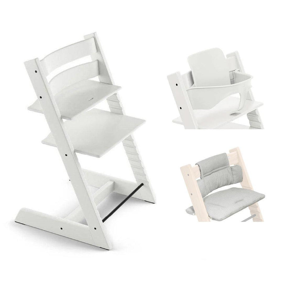 Stokke Tripp Trapp Highchair Bundle + Cushion - White-Highchairs-White- | Natural Baby Shower