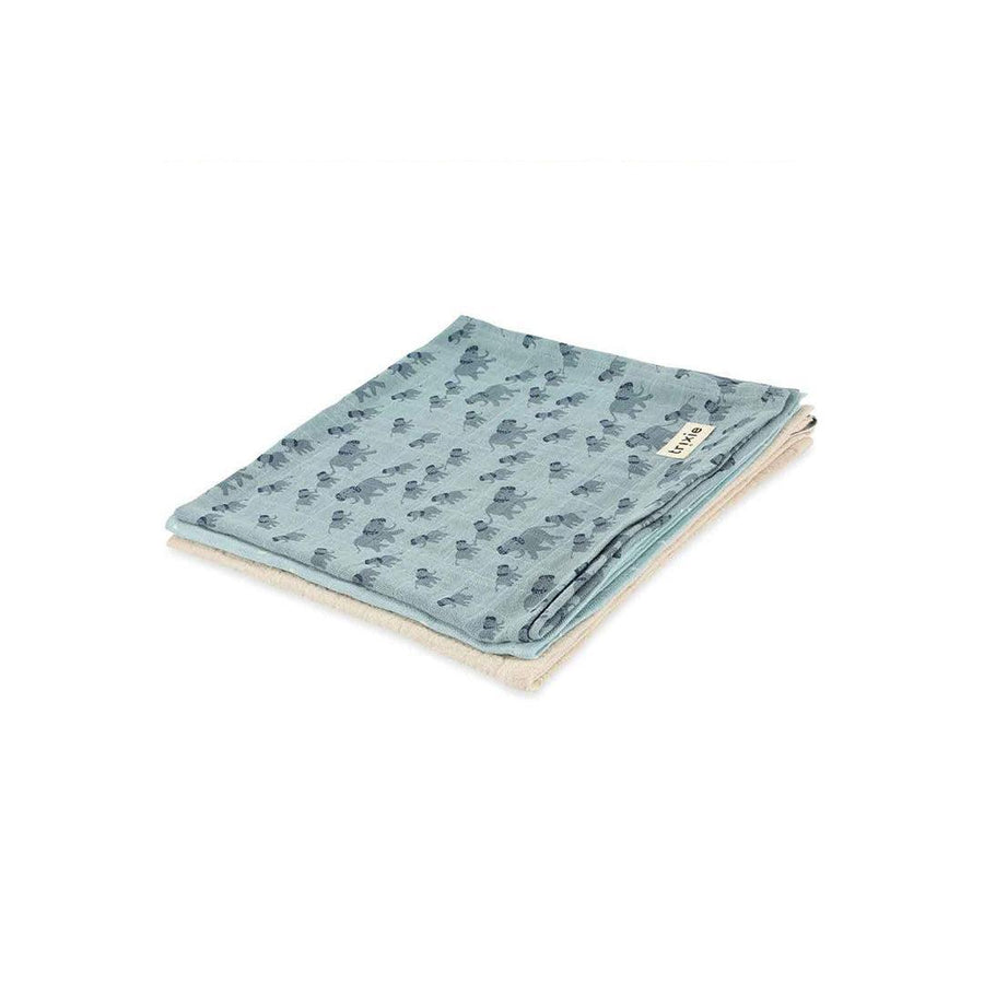 Trixie Muslin Cloths 3 Pack Mix - Enchanting Elephant-Muslin Squares-Enchanting Elephant-55x55cm | Natural Baby Shower