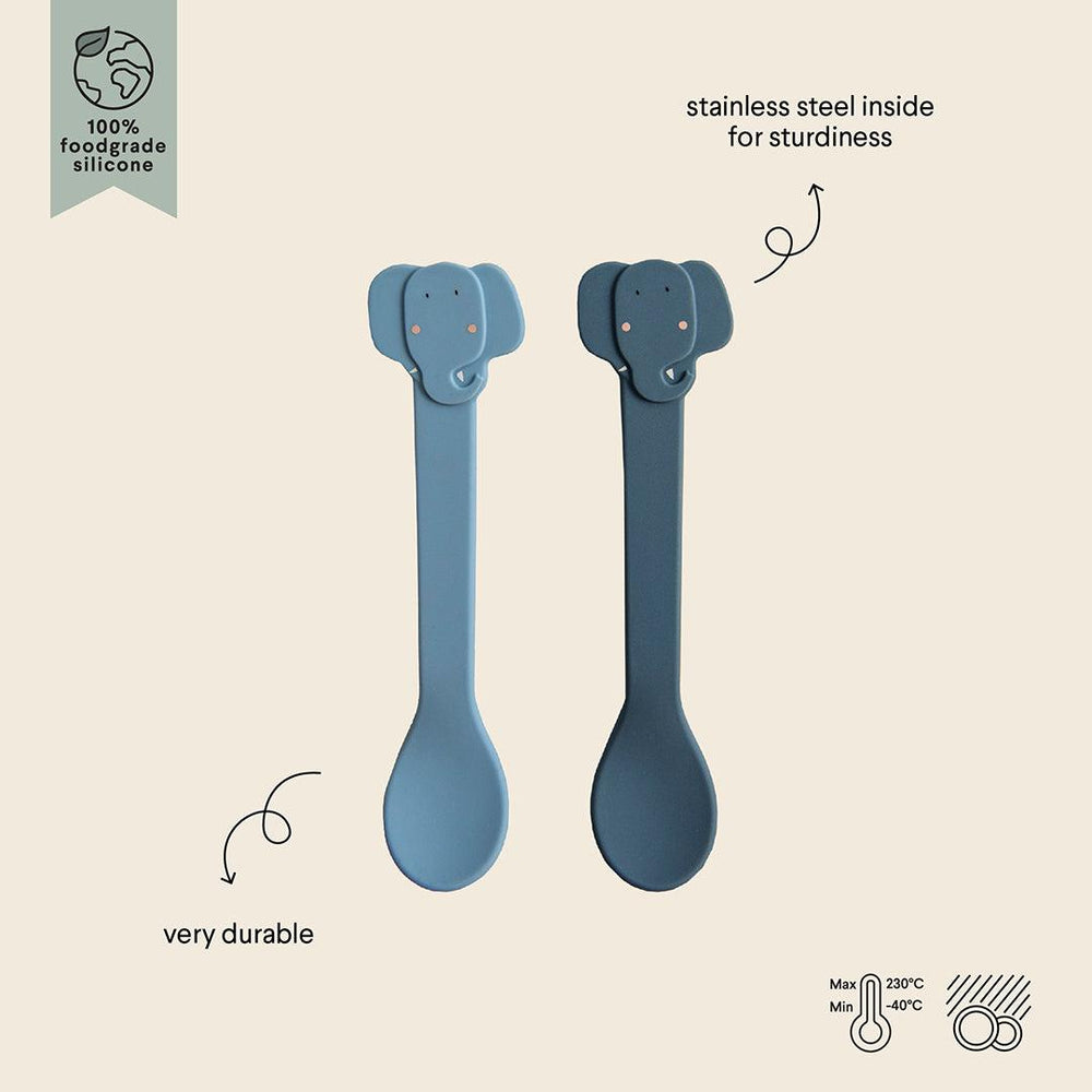 Trixie Silicone Spoons - Mrs Elephant - 2 Pack-Cutlery- | Natural Baby Shower