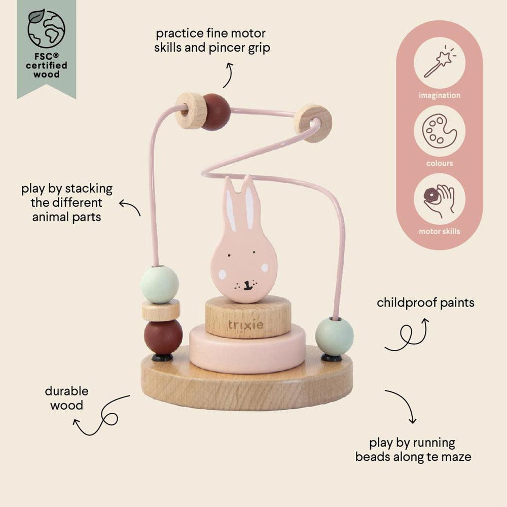 Trixie Wooden Beads Maze - Mrs Rabbit-Abacus + Bead Frames- | Natural Baby Shower