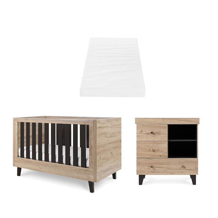 Tutti Bambini Como 2 Piece Room Set - Distressed Oak/Slate Grey-Nursery Sets-Distressed Oak/Slate Grey-Eco Fibre Deluxe Cot Bed Mattress | Natural Baby Shower