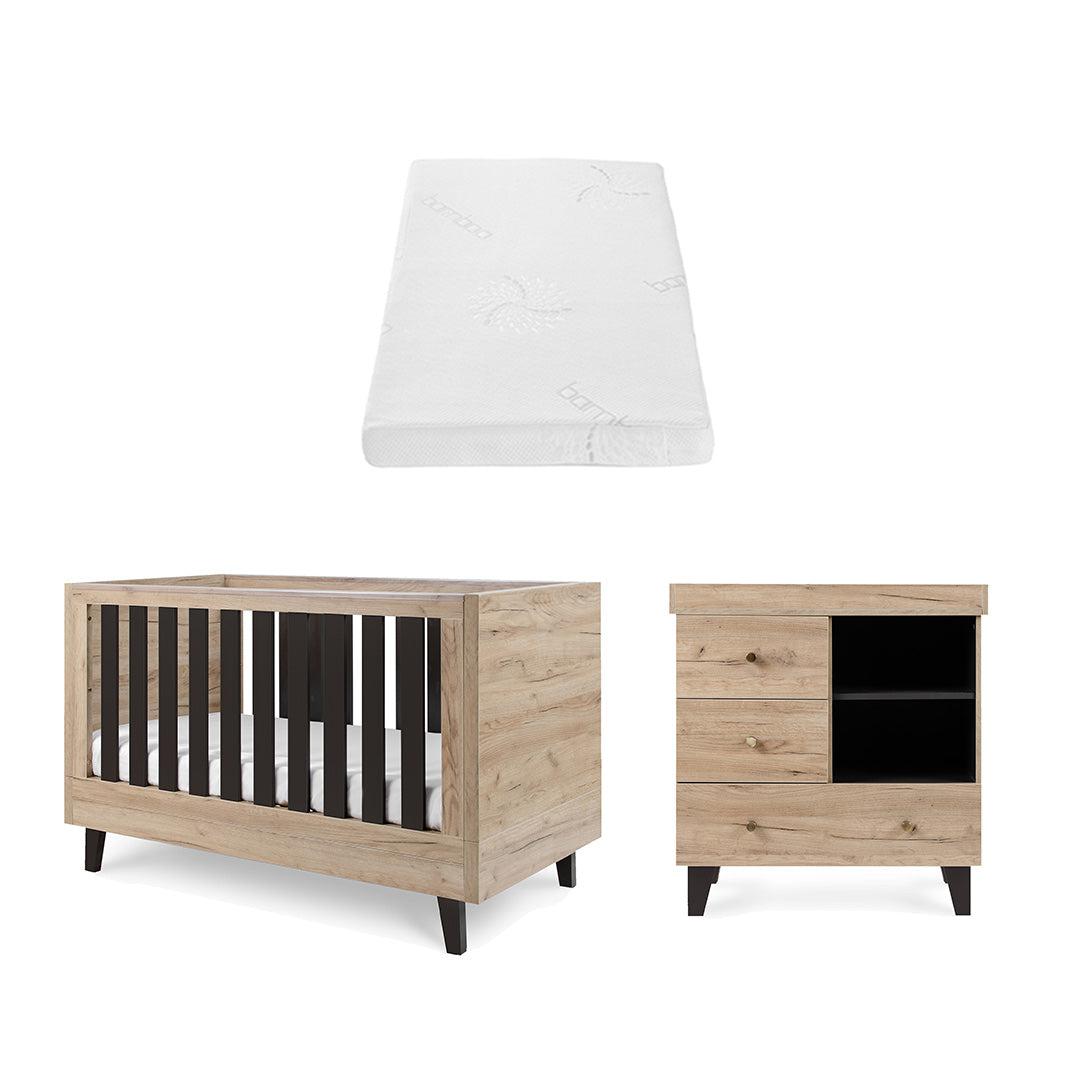 Tutti Bambini Como 2 Piece Room Set - Distressed Oak/Slate Grey-Nursery Sets-Distressed Oak/Slate Grey-Natural Coir Fibre Cot Bed Mattress | Natural Baby Shower