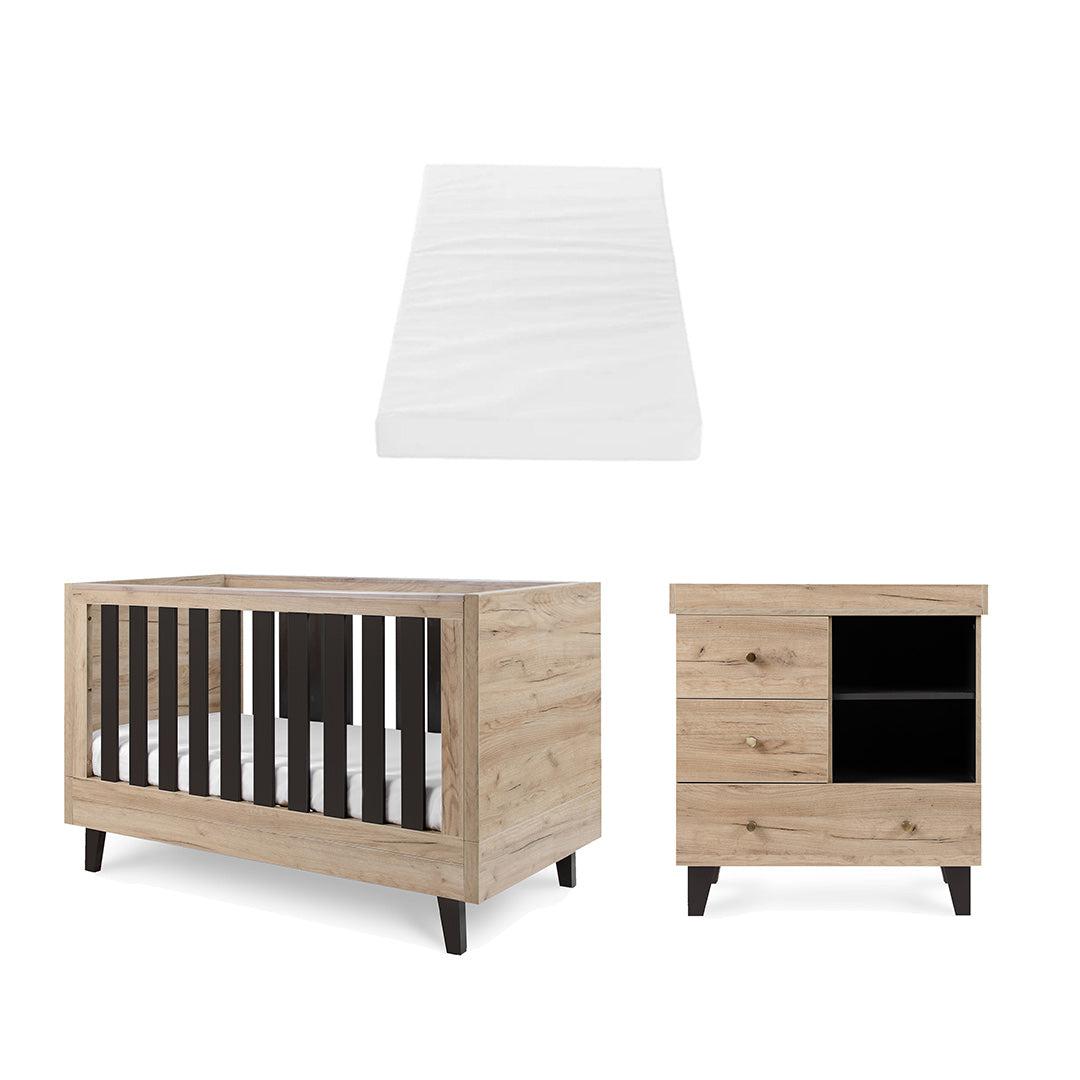 Tutti Bambini Como 2 Piece Room Set - Distressed Oak/Slate Grey-Nursery Sets-Distressed Oak/Slate Grey-Polyester Fibre Cot Bed Mattress | Natural Baby Shower