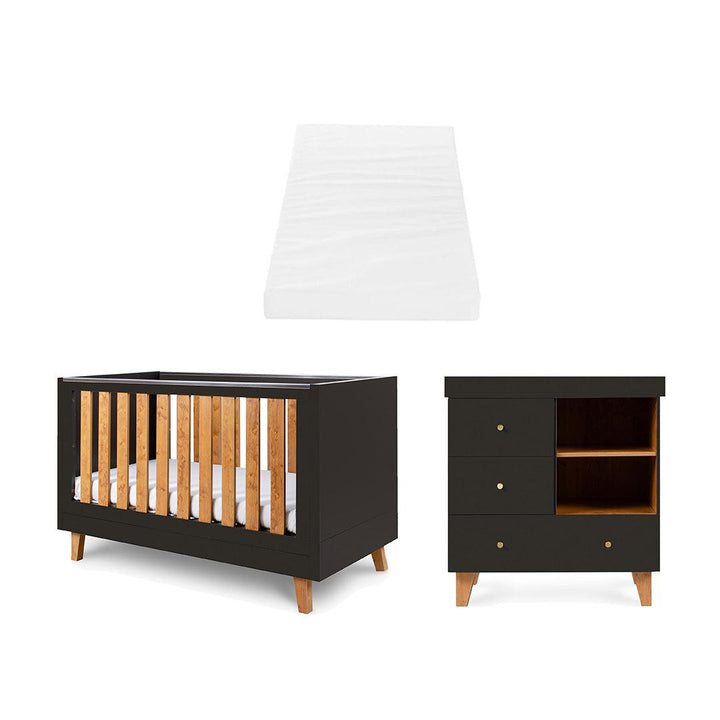 Tutti Bambini Como 2 Piece Room Set - Slate Grey/Rosewood-Nursery Sets-Slate Grey/Rosewood-Eco Fibre Deluxe Cot Bed Mattress | Natural Baby Shower