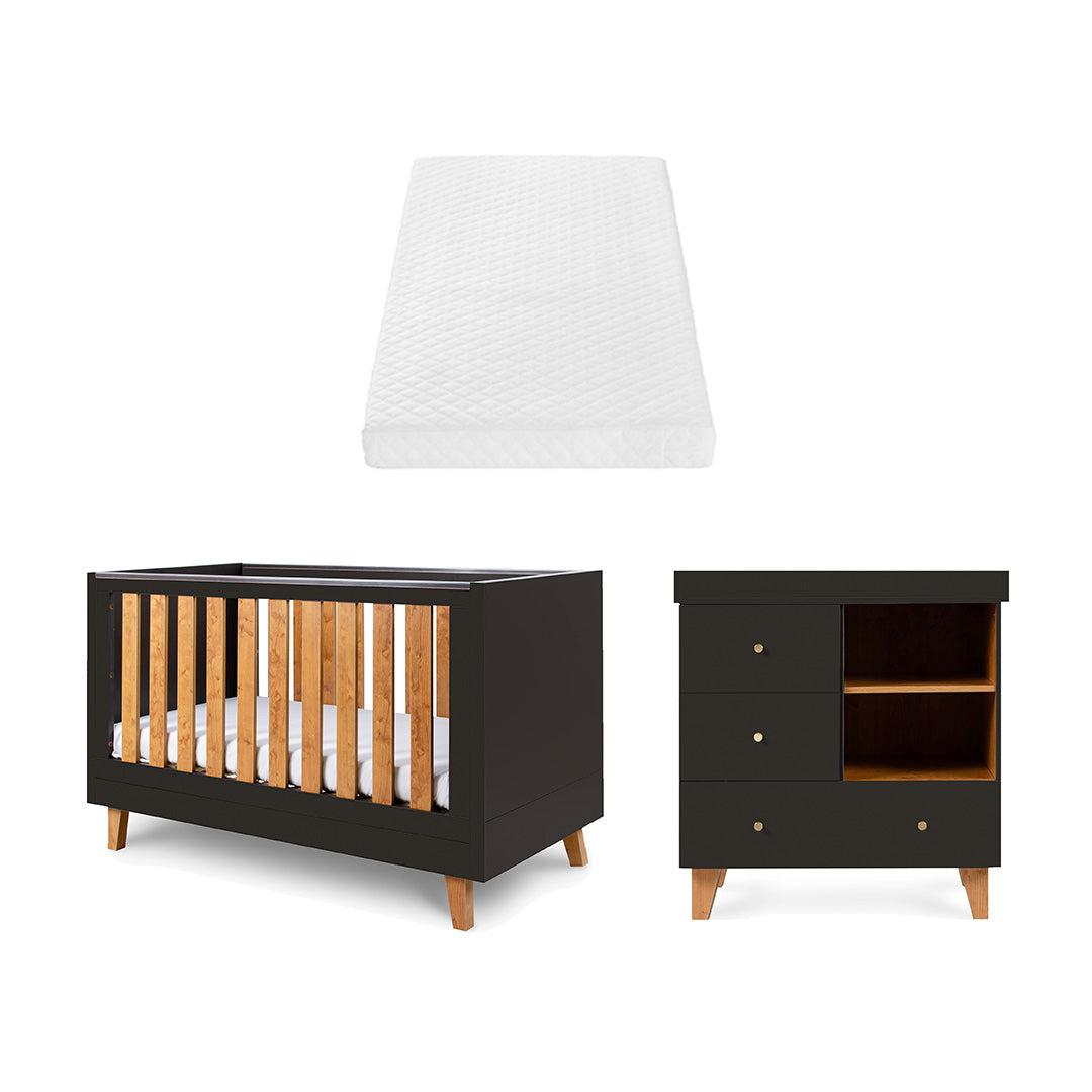 Tutti Bambini Como 2 Piece Room Set - Slate Grey/Rosewood-Nursery Sets-Slate Grey/Rosewood-Sprung Cot Bed Mattress | Natural Baby Shower