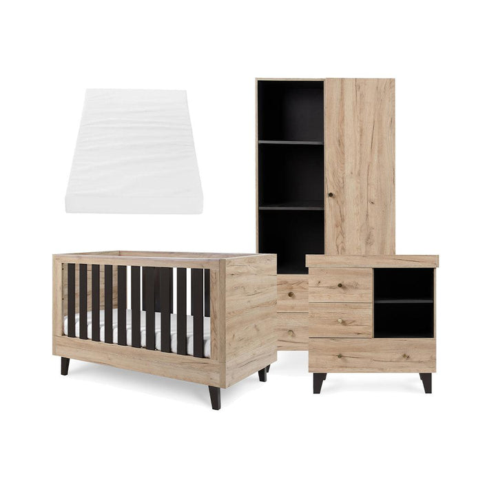 Tutti Bambini Como 3 Piece Room Set - Distressed Oak/Slate Grey-Nursery Sets-Distressed Oak/Slate Grey-Polyester Fibre Cot Bed Mattress | Natural Baby Shower