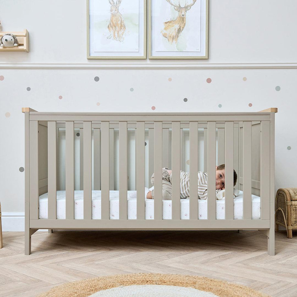 Tutti Bambini Misha Cot Bed - Mushroom/Golden Oak-Cot Beds-Mushroom/Golden Oak-Cot Bed | Natural Baby Shower