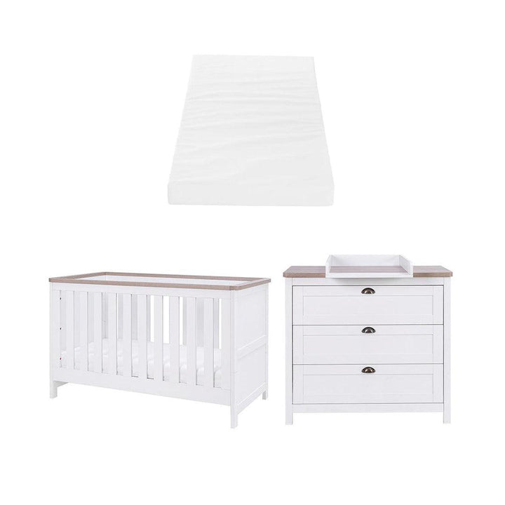 Tutti Bambini Verona 2 Piece Room Set - White/Oak-Nursery Sets-White/Oak-Eco Fibre Deluxe Cot Bed Mattress | Natural Baby Shower