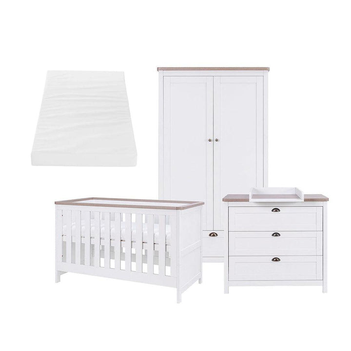 Tutti Bambini Verona 3 Piece Room Set - White/Oak-Nursery Sets-White/Oak-Polyester Fibre Cot Bed Mattress | Natural Baby Shower