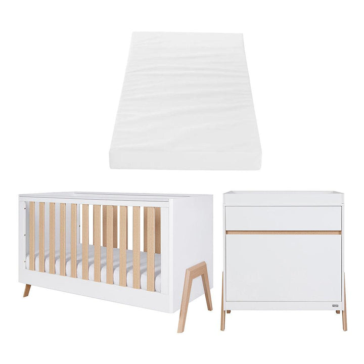Tutti Bambini Fuori 2 Piece Room Set - White/Light Oak-Nursery Sets-White/Light Oak-Tutti Bambini Polyester Fibre Cot Bed Mattress  | Natural Baby Shower