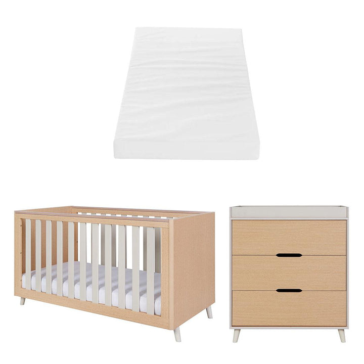 Tutti Bambini Fika 2 Piece Room Set - Light Oak/White Sand-Nursery Sets-Light Oak/White Sand-Tutti Bambini Polyester Fibre Cot Bed Mattress  | Natural Baby Shower
