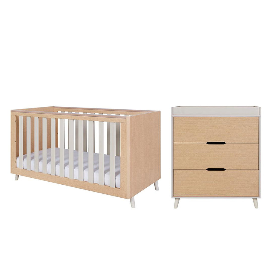 Tutti Bambini Fika 2 Piece Room Set - Light Oak/White Sand-Nursery Sets-Light Oak/White Sand-No Mattress | Natural Baby Shower