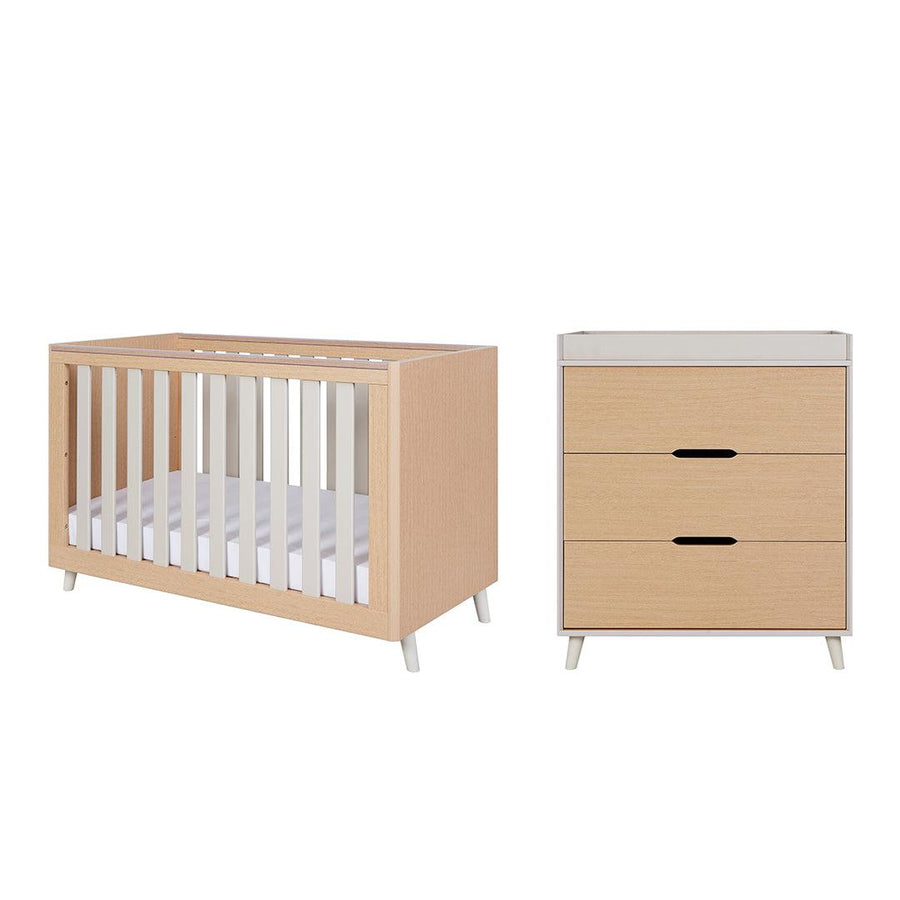 Tutti Bambini Fika Mini 2 Piece Room Set - Light Oak/White Sand-Nursery Sets-Light Oak/White Sand-No Mattress | Natural Baby Shower