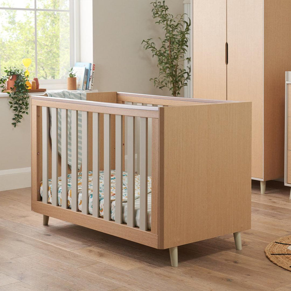 Tutti Bambini Fika Mini Cot Bed - Light Oak/White Sand-Cot Beds-Light Oak/White Sand-No Mattress | Natural Baby Shower