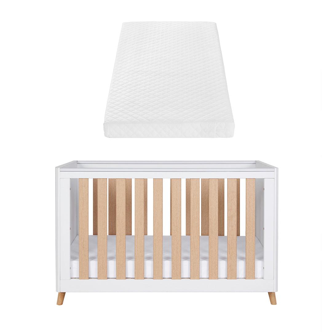 Tutti Bambini Fika Mini Cot Bed - White/Light Oak-Cot Beds-White/Light Oak-Tutti Bambini Sprung Cot Bed Mattress  | Natural Baby Shower