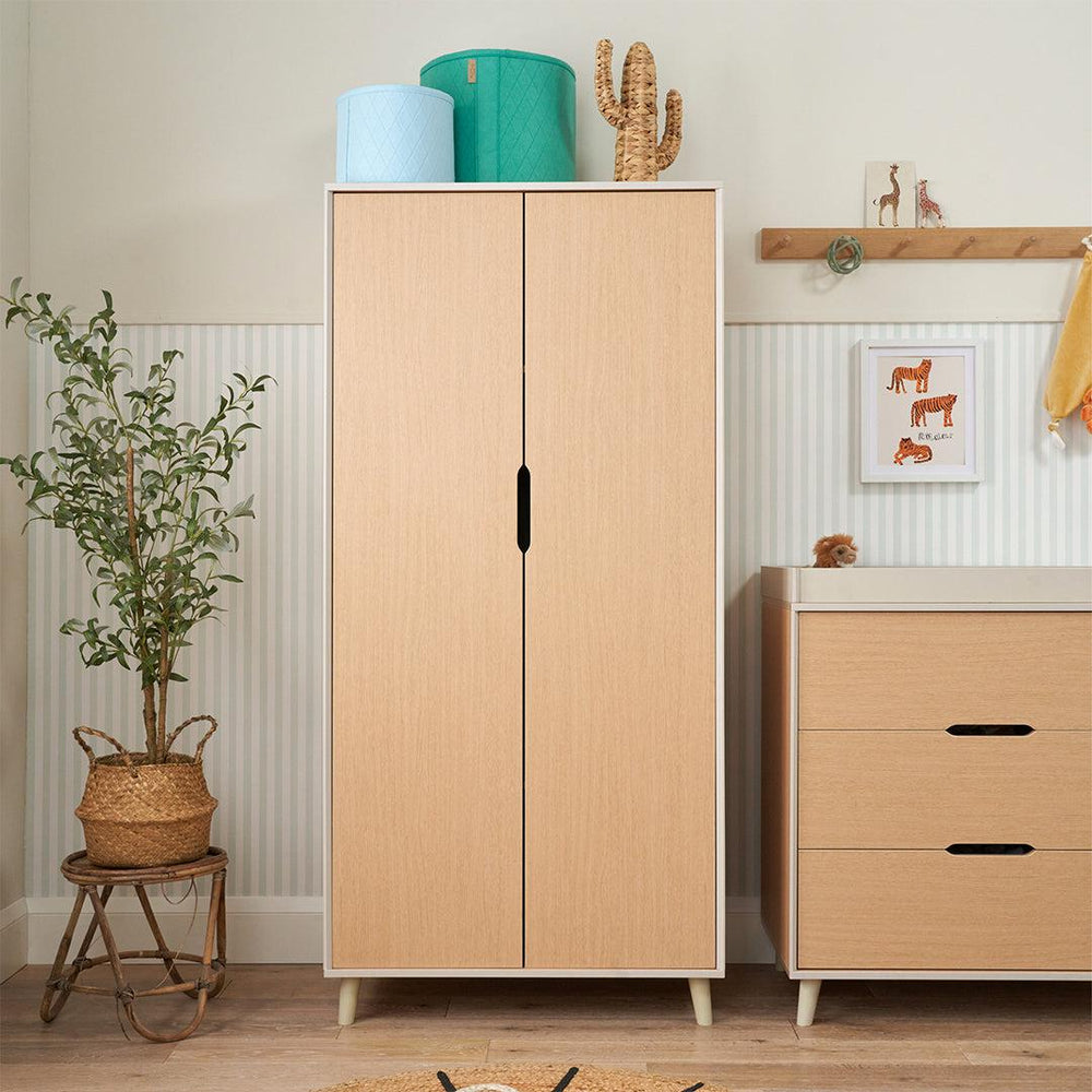 Tutti Bambini Fika Wardrobe - Light Oak/White Sand-Wardrobes-Light Oak/White Sand- | Natural Baby Shower