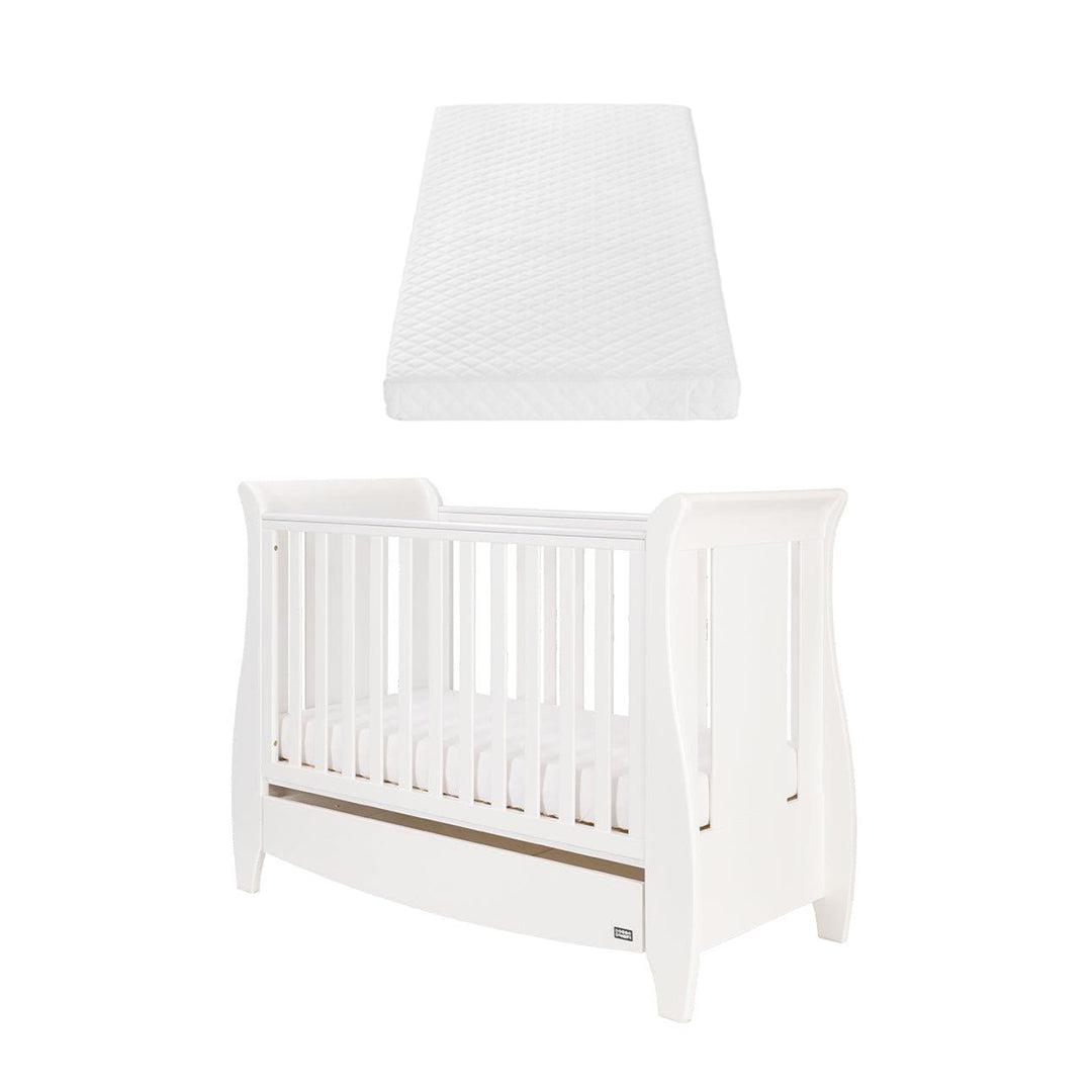 Tutti Bambini Katie Mini Sleigh Cot Bed - White-Cot Beds-White-Sprung Cot Mattress | Natural Baby Shower