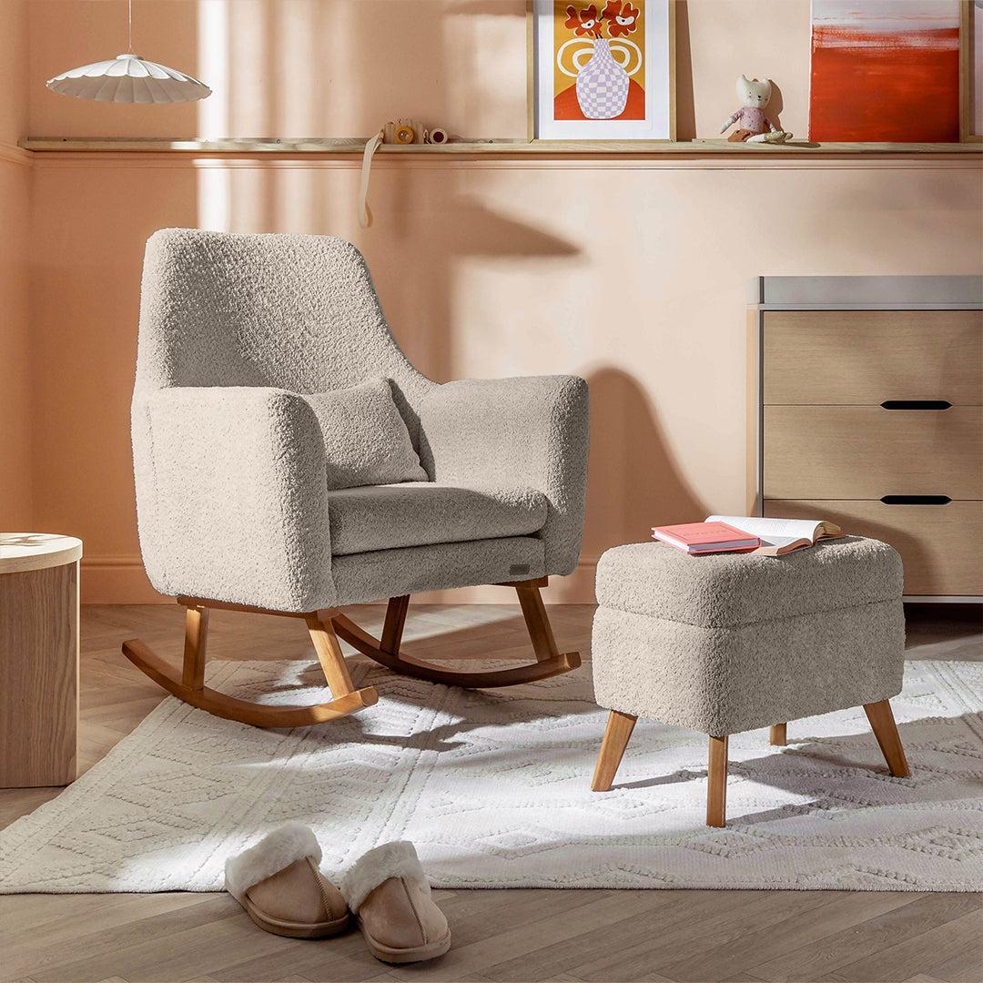 Tutti Bambini Oscar Luxe Rocking Chair & Footstool - Teddy Mushroom-Feeding Chairs-Teddy Mushroom-One Size | Natural Baby Shower