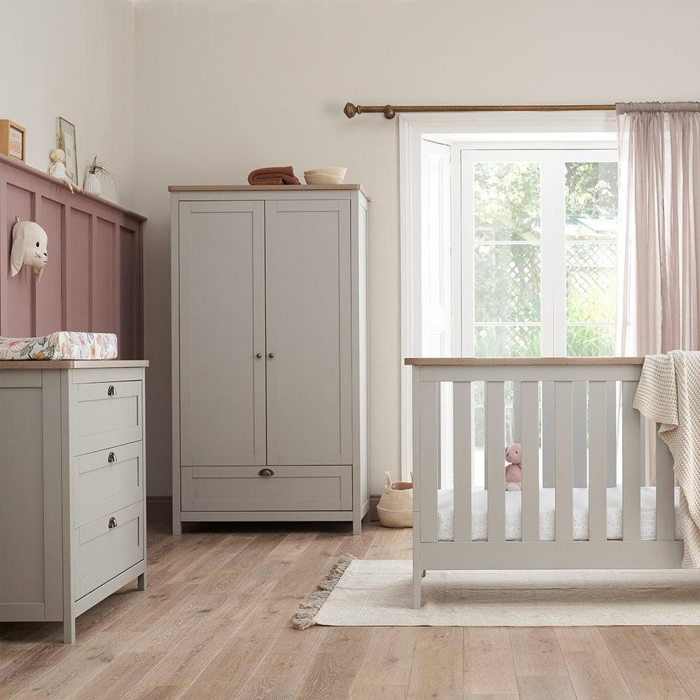 Tutti Bambini Verona 3 Piece Room Set - Dove Grey/Oak-Nursery Sets-Dove Grey/Oak-No Mattress | Natural Baby Shower