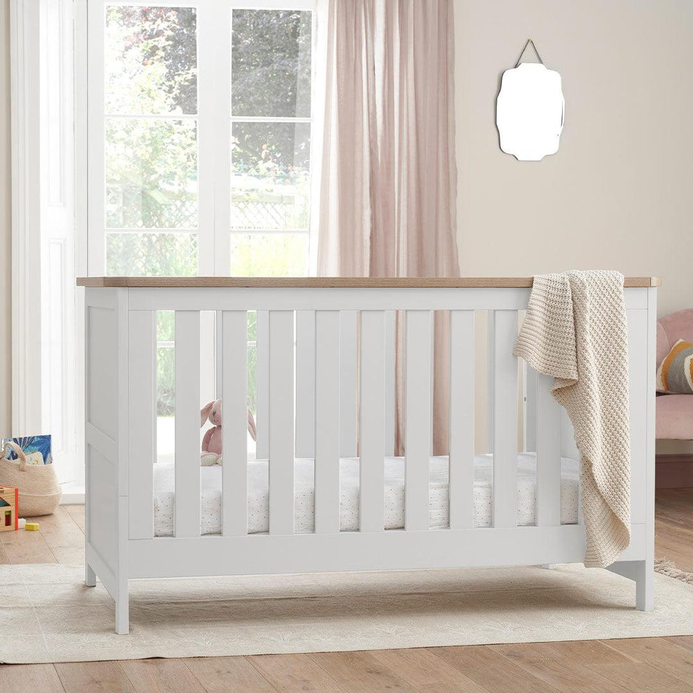 Tutti Bambini Verona Cot Bed - White/Oak-Cot Beds-White/Oak-No Mattress | Natural Baby Shower