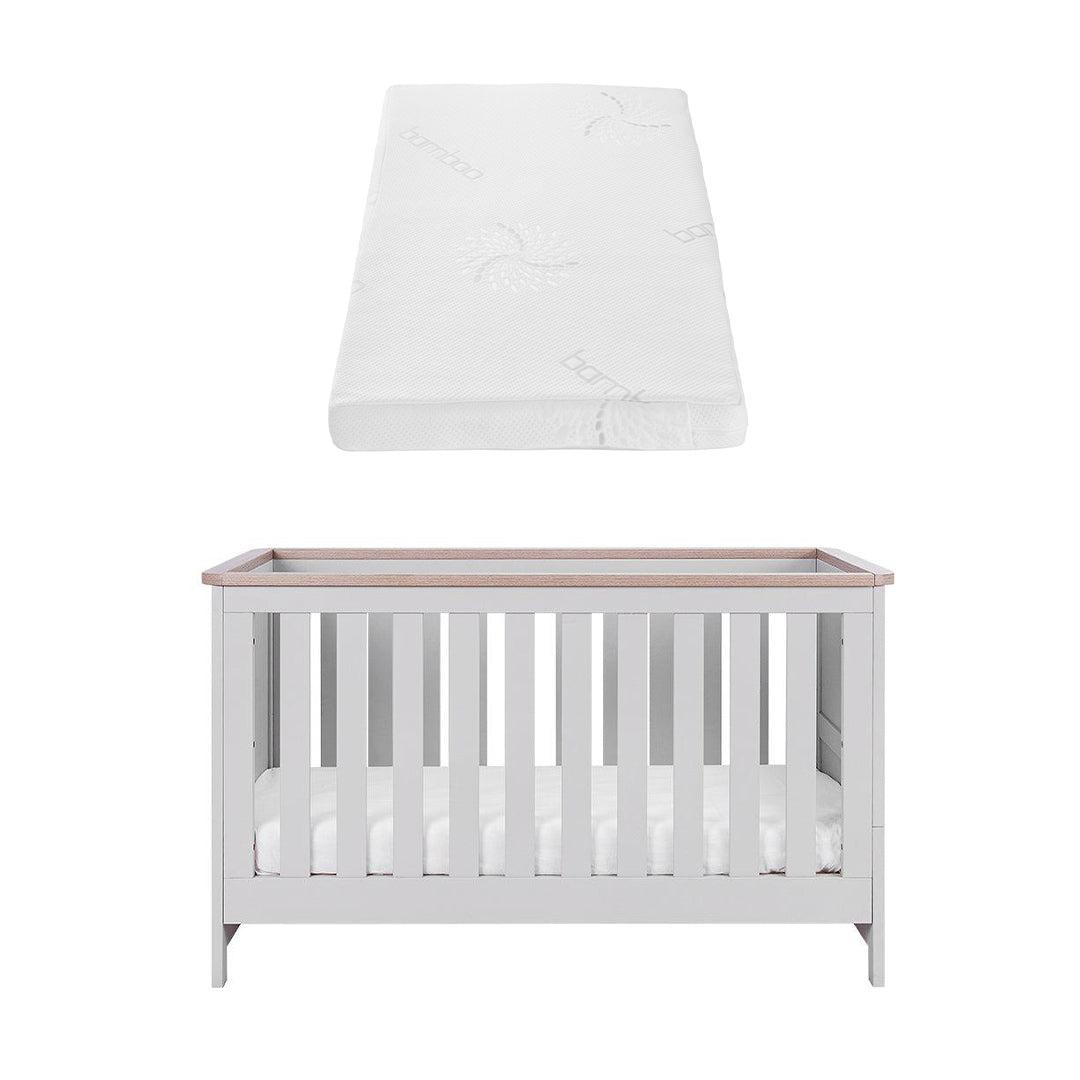 Tutti Bambini Verona Cot Bed - Dove Grey/Oak-Cot Beds-Dove Grey/Oak-Natural Coir Fibre Cot Bed Mattress | Natural Baby Shower