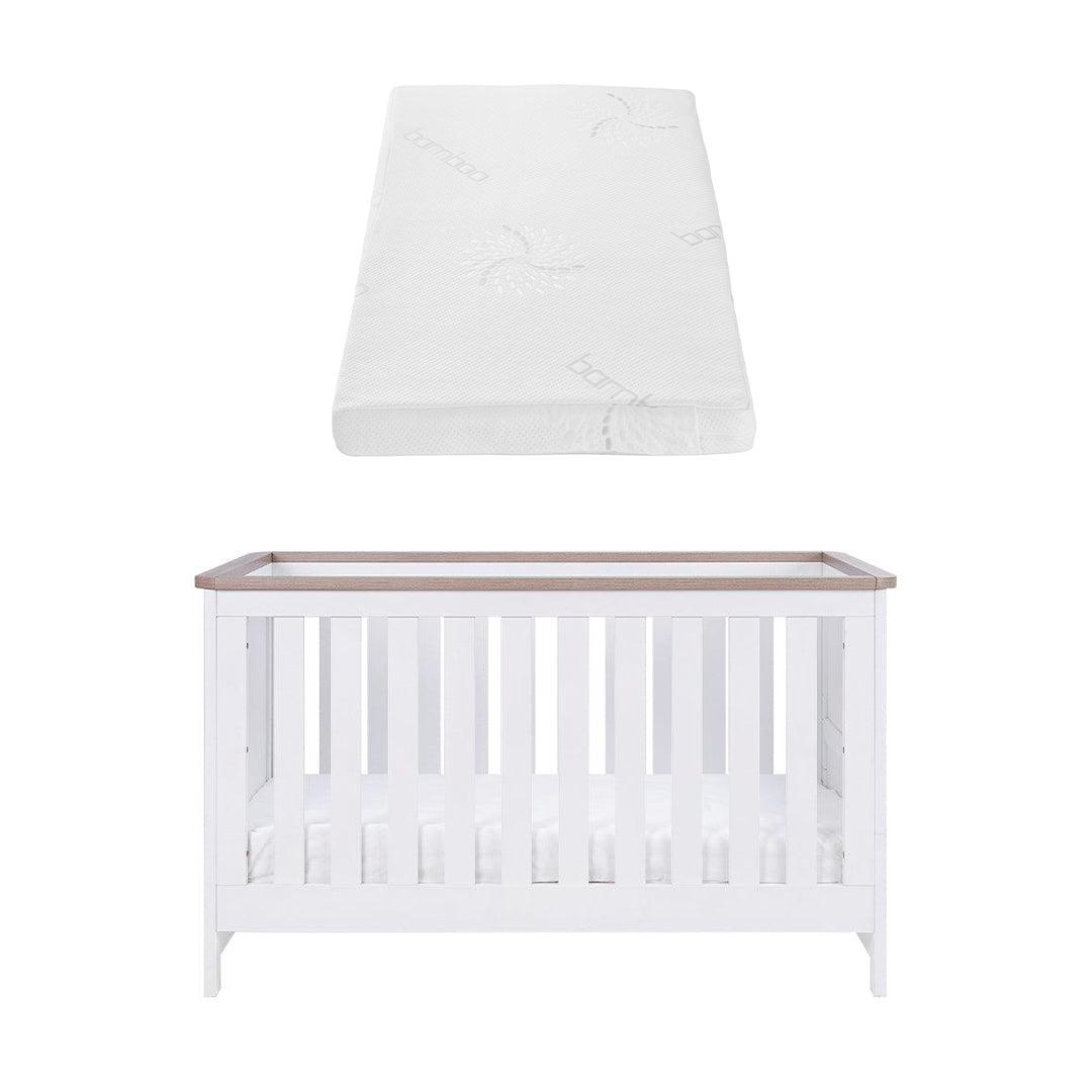 Tutti Bambini Verona Cot Bed - White/Oak-Cot Beds-White/Oak-Natural Coir Fibre Cot Bed Mattress | Natural Baby Shower