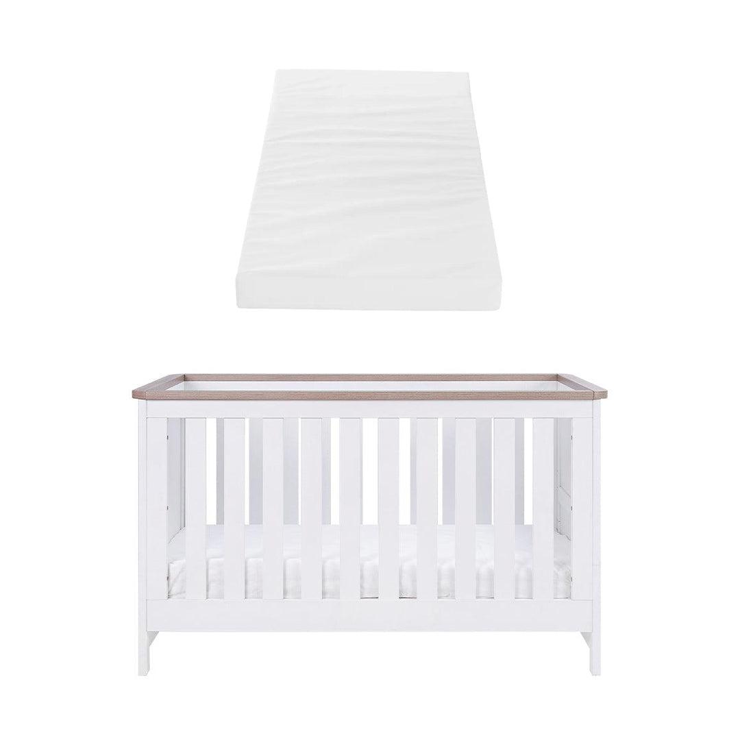 Tutti Bambini Verona Cot Bed - White/Oak-Cot Beds-White/Oak-Polyester Fibre Cot Bed Mattress | Natural Baby Shower