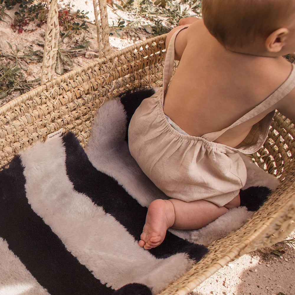 BINIBAMBA Merino Sheepskin Snuggler - Half Moon Stripe-Seat Liners- | Natural Baby Shower