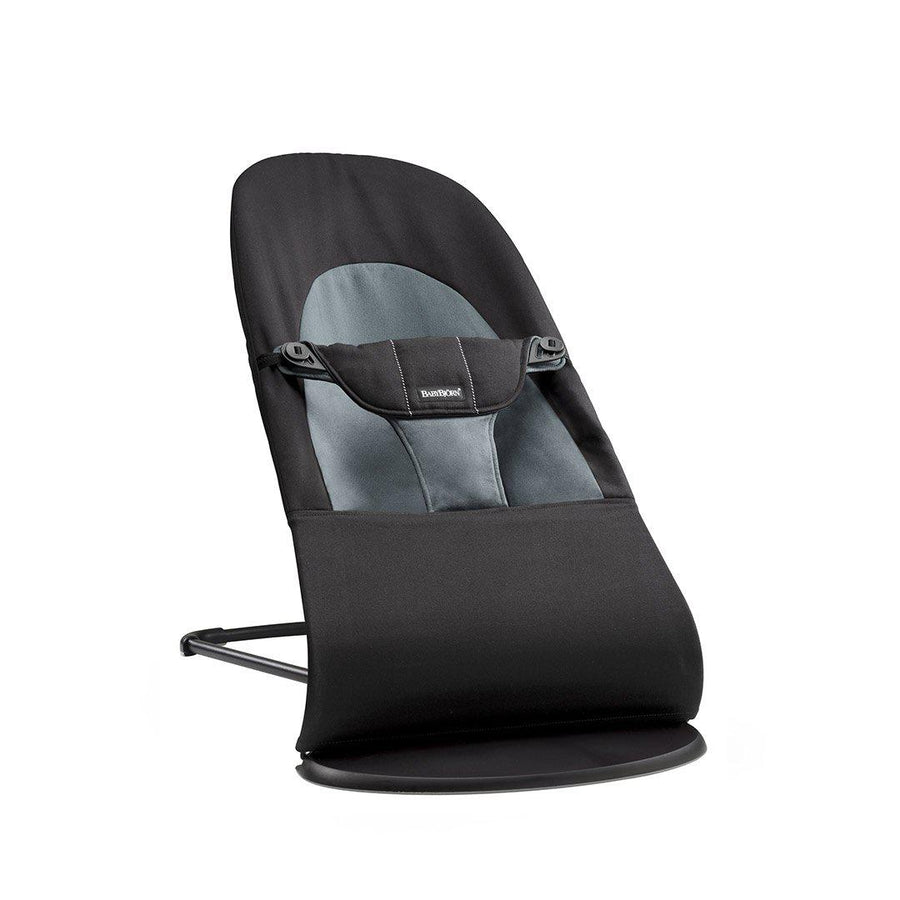 BabyBjorn Balance Soft Cotton Baby Bouncer - Black Frame - Black/Dark Grey-Baby Bouncers- | Natural Baby Shower