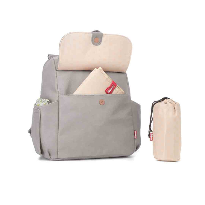 Babymel Robyn PU Changing Backpack - Pale Grey-Changing Bags- | Natural Baby Shower