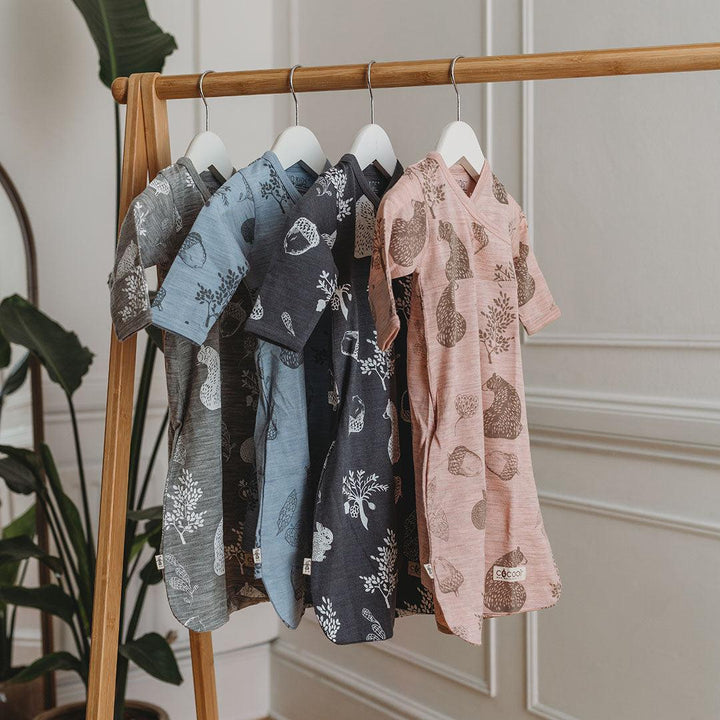 Merino Kids Cocooi Gown - Bear Print - Dark Slate-Sleep Gowns-Dark Slate-NB | Natural Baby Shower