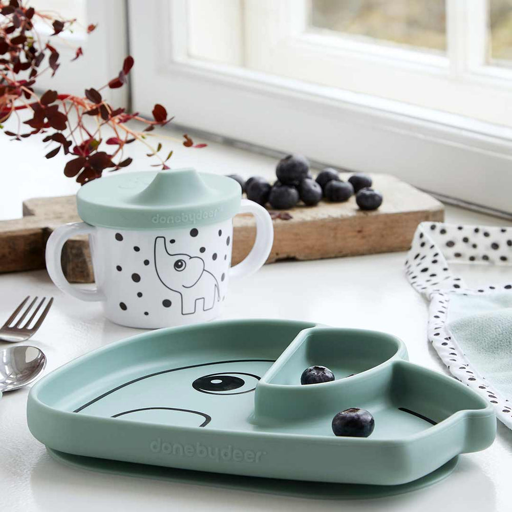Done by Deer Stick & Stay Elphee Silicone Plate - Blue-Plates- | Natural Baby Shower