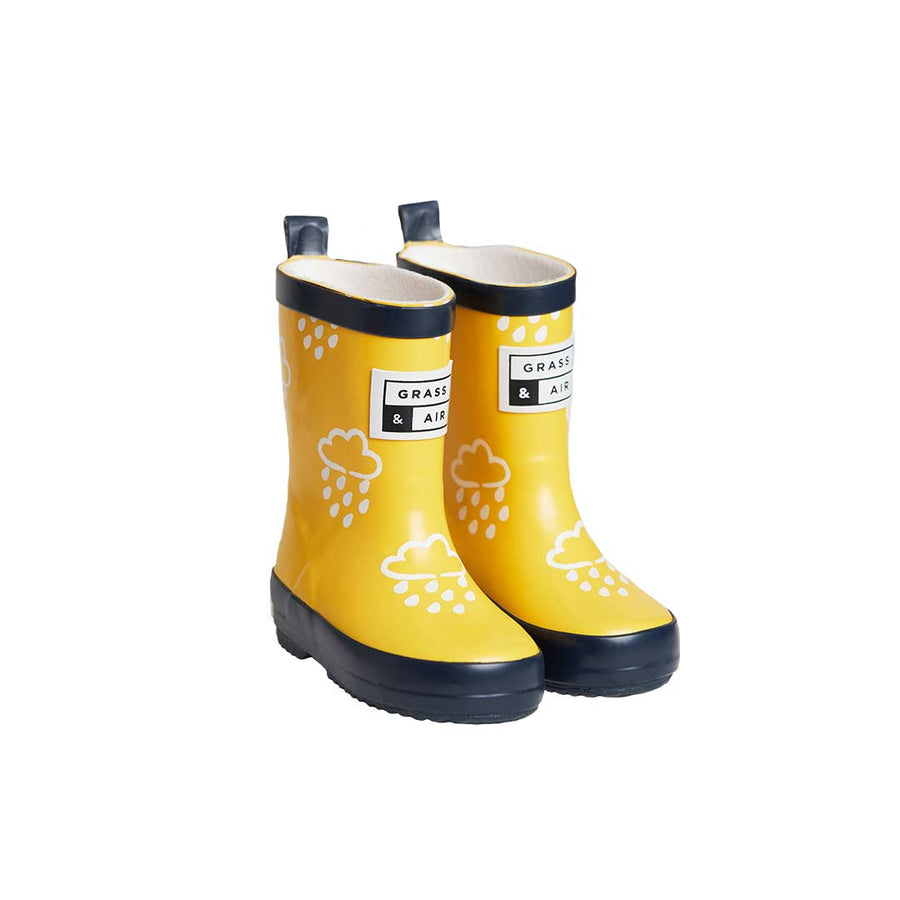 Grass & Air Colour-Revealing Wellies - Yellow-Wellies-4 UK-Yellow | Natural Baby Shower